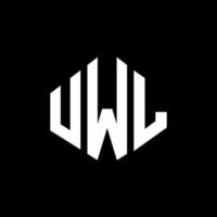 diseño de logotipo de letra uwl con forma de polígono. diseño de logotipo en forma de cubo y polígono uwl. Plantilla de logotipo vectorial hexagonal uwl colores blanco y negro. monograma uwl, logotipo comercial e inmobiliario. vector