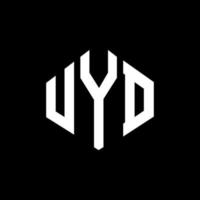 diseño de logotipo de letra uyd con forma de polígono. diseño de logotipo de forma de cubo y polígono uyd. uyd hexágono vector logo plantilla colores blanco y negro. monograma uyd, logotipo empresarial y inmobiliario.