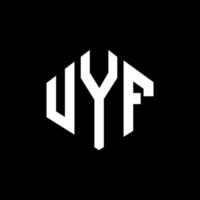 UYF letter logo design with polygon shape. UYF polygon and cube shape logo design. UYF hexagon vector logo template white and black colors. UYF monogram, business and real estate logo.