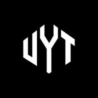 UYT letter logo design with polygon shape. UYT polygon and cube shape logo design. UYT hexagon vector logo template white and black colors. UYT monogram, business and real estate logo.