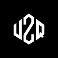 UZQ letter logo design with polygon shape. UZQ polygon and cube shape logo design. UZQ hexagon vector logo template white and black colors. UZQ monogram, business and real estate logo.