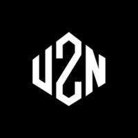 UZN letter logo design with polygon shape. UZN polygon and cube shape logo design. UZN hexagon vector logo template white and black colors. UZN monogram, business and real estate logo.