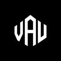 VAU letter logo design with polygon shape. VAU polygon and cube shape logo design. VAU hexagon vector logo template white and black colors. VAU monogram, business and real estate logo.