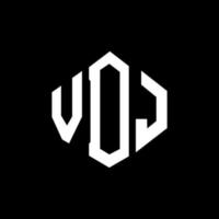 VDJ letter logo design with polygon shape. VDJ polygon and cube shape logo design. VDJ hexagon vector logo template white and black colors. VDJ monogram, business and real estate logo.