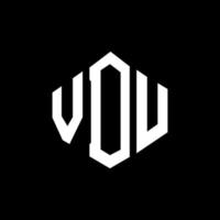 VDU letter logo design with polygon shape. VDU polygon and cube shape logo design. VDU hexagon vector logo template white and black colors. VDU monogram, business and real estate logo.