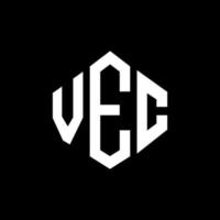 VEC letter logo design with polygon shape. VEC polygon and cube shape logo design. VEC hexagon vector logo template white and black colors. VEC monogram, business and real estate logo.