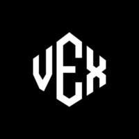 VEX letter logo design with polygon shape. VEX polygon and cube shape logo design. VEX hexagon vector logo template white and black colors. VEX monogram, business and real estate logo.