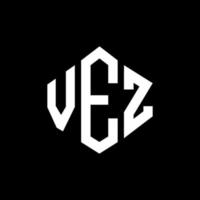 VEZ letter logo design with polygon shape. VEZ polygon and cube shape logo design. VEZ hexagon vector logo template white and black colors. VEZ monogram, business and real estate logo.