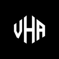 VHA letter logo design with polygon shape. VHA polygon and cube shape logo design. VHA hexagon vector logo template white and black colors. VHA monogram, business and real estate logo.