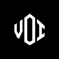 VOI letter logo design with polygon shape. VOI polygon and cube shape logo design. VOI hexagon vector logo template white and black colors. VOI monogram, business and real estate logo.