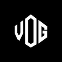 VOG letter logo design with polygon shape. VOG polygon and cube shape logo design. VOG hexagon vector logo template white and black colors. VOG monogram, business and real estate logo.