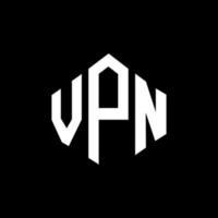 VPN letter logo design with polygon shape. VPN polygon and cube shape logo design. VPN hexagon vector logo template white and black colors. VPN monogram, business and real estate logo.