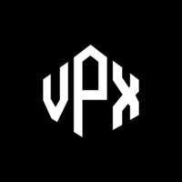 VPX letter logo design with polygon shape. VPX polygon and cube shape logo design. VPX hexagon vector logo template white and black colors. VPX monogram, business and real estate logo.