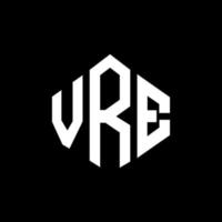 VRE letter logo design with polygon shape. VRE polygon and cube shape logo design. VRE hexagon vector logo template white and black colors. VRE monogram, business and real estate logo.