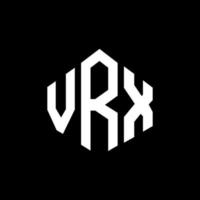 VRX letter logo design with polygon shape. VRX polygon and cube shape logo design. VRX hexagon vector logo template white and black colors. VRX monogram, business and real estate logo.