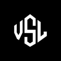 VSL letter logo design with polygon shape. VSL polygon and cube shape logo design. VSL hexagon vector logo template white and black colors. VSL monogram, business and real estate logo.