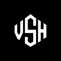 diseño de logotipo de letra vsh con forma de polígono. diseño de logotipo de forma de cubo y polígono vsh. vsh hexágono vector logo plantilla colores blanco y negro. monograma vsh, logotipo comercial e inmobiliario.