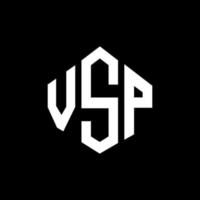 VSP letter logo design with polygon shape. VSP polygon and cube shape logo design. VSP hexagon vector logo template white and black colors. VSP monogram, business and real estate logo.