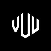 VUU letter logo design with polygon shape. VUU polygon and cube shape logo design. VUU hexagon vector logo template white and black colors. VUU monogram, business and real estate logo.