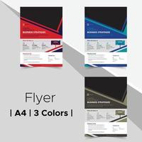 folleto de negocios con elementos geométricos en tres opciones de color vector