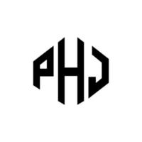 diseño de logotipo de letra phj con forma de polígono. diseño de logotipo en forma de cubo y polígono phj. phj hexágono vector logo plantilla colores blanco y negro. Monograma de phj, logotipo comercial y inmobiliario.