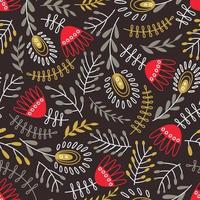 Seamless pattern with floral folk motifs vector