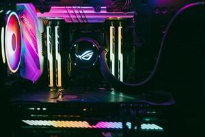 Rainbow colored illumination of a gaming computer photo