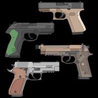 conjunto de armas de fuego de estilo vectorial, arma de fuego, ilustración de arma, línea vectorial, ilustración de arma, arma moderna, concepto militar, pistola para entrenamiento vector
