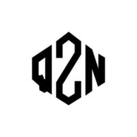 QZN letter logo design with polygon shape. QZN polygon and cube shape logo design. QZN hexagon vector logo template white and black colors. QZN monogram, business and real estate logo.