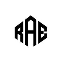 diseño de logotipo de letra rae con forma de polígono. diseño de logotipo en forma de cubo y polígono rae. rae hexágono vector logo plantilla colores blanco y negro. monograma rae, logotipo comercial e inmobiliario.