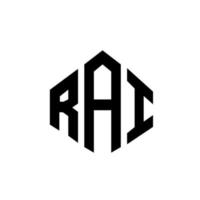 diseño de logotipo de letra rai con forma de polígono. diseño de logotipo en forma de cubo y polígono rai. rai hexágono vector logo plantilla colores blanco y negro. monograma rai, logotipo empresarial y inmobiliario.