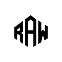 RAW letter logo design with polygon shape. RAW polygon and cube shape logo design. RAW hexagon vector logo template white and black colors. RAW monogram, business and real estate logo.