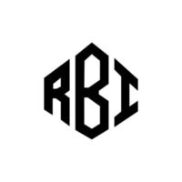 RBI letter logo design with polygon shape. RBI polygon and cube shape logo design. RBI hexagon vector logo template white and black colors. RBI monogram, business and real estate logo.