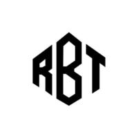 RBT letter logo design with polygon shape. RBT polygon and cube shape logo design. RBT hexagon vector logo template white and black colors. RBT monogram, business and real estate logo.