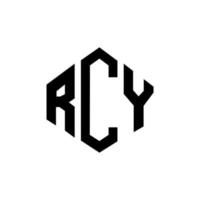 RCY letter logo design with polygon shape. RCY polygon and cube shape logo design. RCY hexagon vector logo template white and black colors. RCY monogram, business and real estate logo.