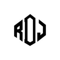 RDJ letter logo design with polygon shape. RDJ polygon and cube shape logo design. RDJ hexagon vector logo template white and black colors. RDJ monogram, business and real estate logo.