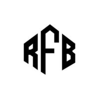 RFB letter logo design with polygon shape. RFB polygon and cube shape logo design. RFB hexagon vector logo template white and black colors. RFB monogram, business and real estate logo.