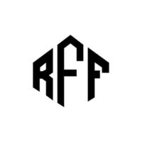 RFF letter logo design with polygon shape. RFF polygon and cube shape logo design. RFF hexagon vector logo template white and black colors. RFF monogram, business and real estate logo.