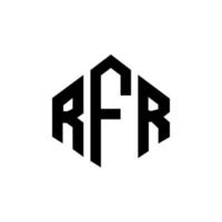 RFR letter logo design with polygon shape. RFR polygon and cube shape logo design. RFR hexagon vector logo template white and black colors. RFR monogram, business and real estate logo.