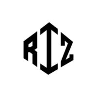 RIZ letter logo design with polygon shape. RIZ polygon and cube shape logo design. RIZ hexagon vector logo template white and black colors. RIZ monogram, business and real estate logo.