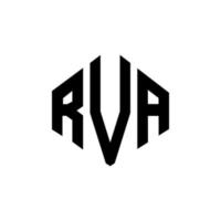 RVA letter logo design with polygon shape. RVA polygon and cube shape logo design. RVA hexagon vector logo template white and black colors. RVA monogram, business and real estate logo.