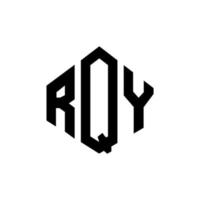 RQY letter logo design with polygon shape. RQY polygon and cube shape logo design. RQY hexagon vector logo template white and black colors. RQY monogram, business and real estate logo.