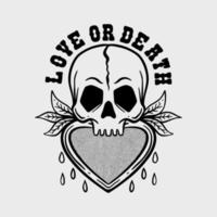 la ilustración de amor o muerte de calavera dibujada a mano para la sudadera con capucha de la chaqueta de la camiseta se puede usar para pegatinas, etc. vector