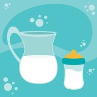 pitcher and bottle of milk vector