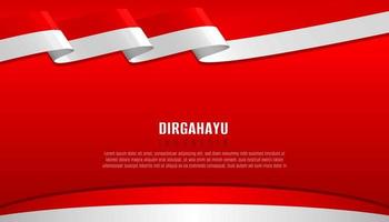 dirgahayu fondo de independencia de indonesia con ilustración de bandera roja y blanca vector