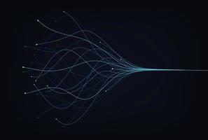 líneas de onda que fluyen dinámicas. concepto de redes de visualización de aprendizaje profundo de inteligencia artificial para ai, música, sonido. ilustración vectorial vector