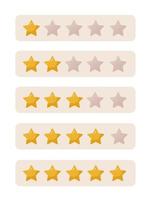 Feedback rating in the form of stars. Customers evaluate the product, service. The concept of assessing customer satisfaction. Icons on a white background. vector illustration