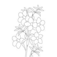 allamanda flower coloring page line art with blooming petals and leaves illustration vector