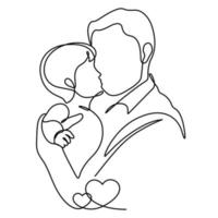 Happy father's day continuous line art illustration vector