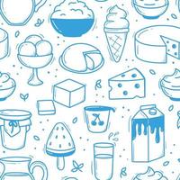 Pattern doodle dairy products background vector